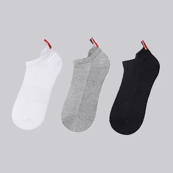 Летни чорапи Висококачествени памучни мъжки къси чорапи Модни дишащи удобни ежедневни чорапи до глезена Мъжки голям размер бял