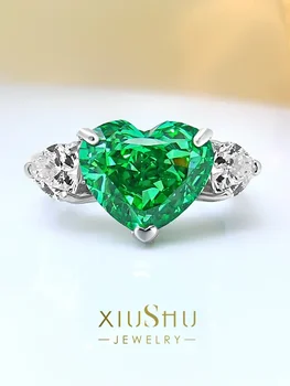Луксозен моден дизайн Love 925 Сребърен пръстен, инкрустиран с бижута с високовъглероден диамант Универсален стил на ангажираност