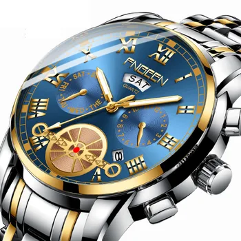  Луксозен мъжки часовник Висококачествен водоустойчив светещ мъжки ръчен часовник Дата седмица човек кварцов часовник
