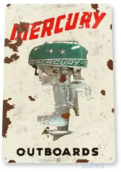 Меркурий извънбордов мотор ретро лодка двигател метал калай знак класически ретро декоративни стенопис стенопис плакати