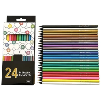 Метални цветни моливи Черни дървени скициращи моливи за изкуство за деца възрастни