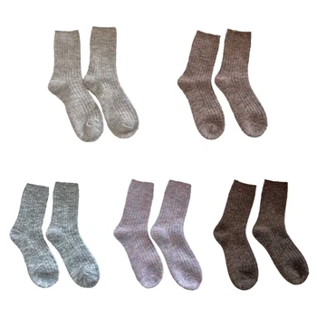 Мода плътен цвят изкуствена вълна плетени чорапи за жени на открито дебели топли чорапи