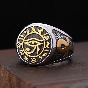 Мода Реколта египетски окото на Хор пръстен за мъже жени пънк от неръждаема стомана кръст амулет пръстени бижута подаръци дропшипинг
