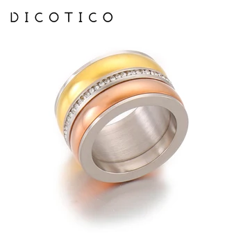 Модни кристални пръстени за жена от неръждаема стомана злато розово злато сребърен цвят сватбени ленти парти пръстени бижута на едро