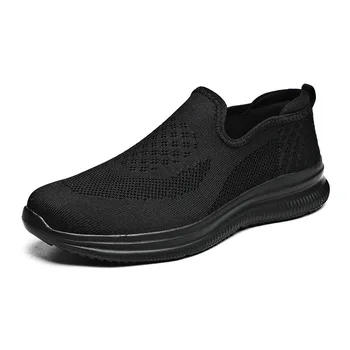 Мъжки обувки Плоски обувки с мека подметка Мъжка дишаща муха тъкани на открито обувки за свободно време Един крак педал мързеливи спортни обувки