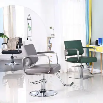 Накланящи се бръснарски столове Фризьорски салон Удобен професионален метален стол за суета Въртяща се табуретка Silla Giratoria Модерни мебели