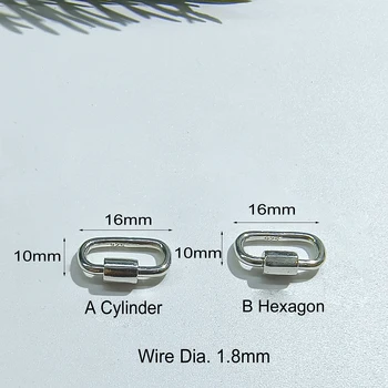 нов дизайн Корея малък мини 16 мм 0.6inch стерлингово сребро 925 овална пружина натоварване карабинер връзка закопчалка клип клип