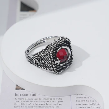 Нов комплект скъпоценен камък звезда луна пръстен за мъже прост пръстен персонализирани реколта пръстен присъства банкетно парти