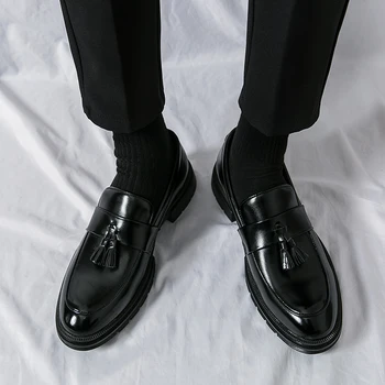 Нов старши мъжки кожени работни ежедневни обувки дизайн марка обувки класически пискюл Brogue мъжки обувки официални обувки блок обувки Hombre
