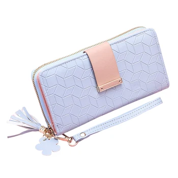 Нов стилен дамски портфейл с цип с цветен пискюл многофункционален лек чанта за чанта рамо чанта