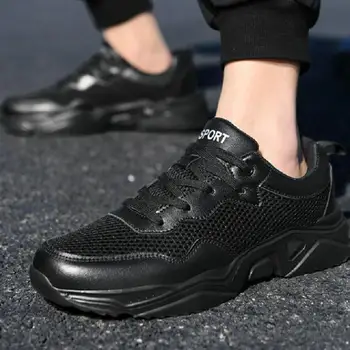 Нови мъжки обувки леки меки дънни мрежести повърхности дишаща увеличена дебела дъна татко обувки мода спортни ежедневни обувки