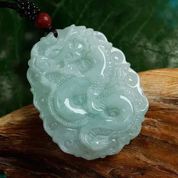 Нови природни стоки A Jadeite бирмански дракон марка висулка лед восъчен нефрит качество огърлица аксесоари фини бижута