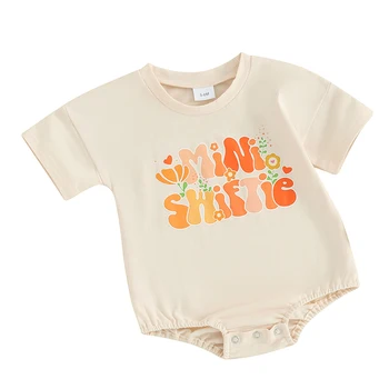 Новородено бебе момиче мини Swiftie облекло къс ръкав гащеризон отгоре флорални писмо боди летни дрехи
