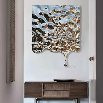 Огледало от неръждаема стомана вятърни камбанки орнаменти европейски дом декор бум вълничка вода капка стена висящи хотел веранда стена декорация