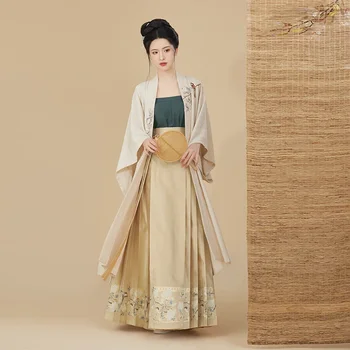 Оригинални ханфу дамски рокли жилетка китайски стил традиционен древен женски син ханфу дълго бей зи