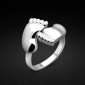 оригиналност 925 Сребърен крак форма пръстени регулируеми отваряне пръст пръстен за жени Boho Beach крак пръстен бижута бос плаж
