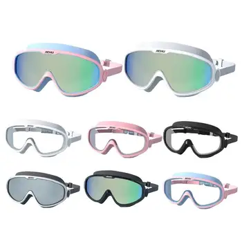 Очила за плуване за възрастни Регулируеми анти-мъгла UV водоустойчиви очила за басейн Унисекс голяма рамка силиконови очила за плуване Очила за плуване