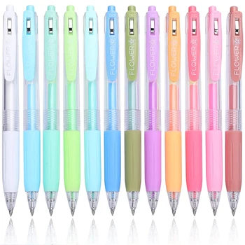 пастелни гел цветни писалки фина точка гладка писане писалки 12 PACK 0.5mm прибиращо се мастило асорти ярко оцветяване за книжки за оцветяване