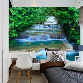 Персонализиран тапет голям стенопис 3D HD гора река водопад фон стена хол спалня декорация живопис papel de pared