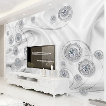 Персонализирана 3D стенопис бял европейски стил бижута фото тапет за спалня хол телевизор диван фон стена начало декор плакат
