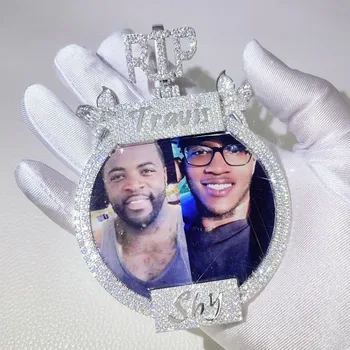 Персонализирана хип-хоп памет картина висулка Pass диамант тестер Iced Out 925 Moissanite хип-хоп бижута мъжки огърлица подаръци за мъже