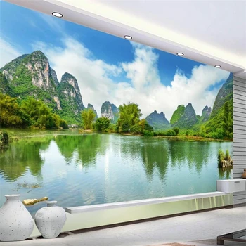 Персонализирани тапети 3D стенописи Guilin пейзаж живопис papel de parede Всекидневна Спалня Хотел ТВ Фон Тапети обои 3d