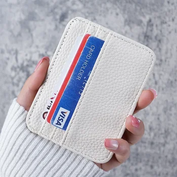 Плътен цвят Прост мулти-карта слот карта чанта банка карта шофьор Lisence лична карта притежателя тънък минималистичен портфейл чантата за мъже жени