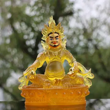 Позлатена статуя на Буда Имитация на глазура, прозрачен жълт бог на богатството, тибетски Ваджра чук, дълголетие Лъки Фън Шуй
