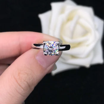 Положителен тест 1Ct 6.5mm D цвят VVS1 Moissanite годежен пръстен AU750 18K бяло злато пръстен романтични сватбени бижута