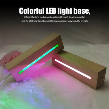  правоъгълник твърди дървени LED база за смола писмо лампа 3D USB акрилни стъкло смола изкуство дърво светлина дисплей база Led стойка