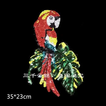 птица пайети лепенки папагал лого мода бродерия кръпка за дрехи пачуърк плат дънки, тениска, блузи, пола