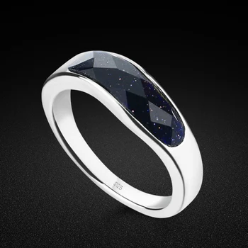 Ретро реколта жените 925 стерлинги сребро капково черен оникс пръстени за жени луксозни нередовни регулируеми пръст пръстен модерен сватба
