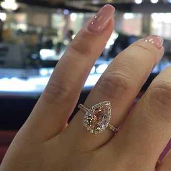 Розово злато скъпоценен камък ореол пръстен Арт деко античен годежен пръстен рожден камък пръстен ангажимент пръстен размер 5-10