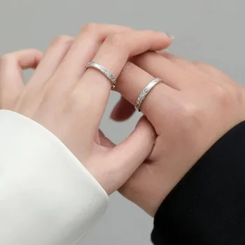 ръчно изработени S999 стерлинги сребърни регулируеми обещаващи пръстени за двойка сдвоени жени мъж годежен дизайнер бижута аксесоар комплекти