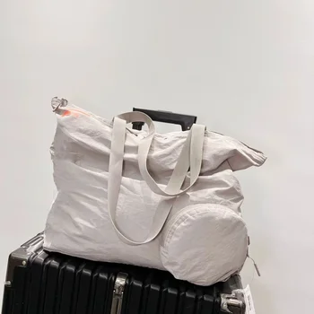 С лого 30L пътуване рамо чанти опаковани големи голяма пазарска чанта преносими ръка съхранение пакет случайни голям капацитет водоустойчив чанта
