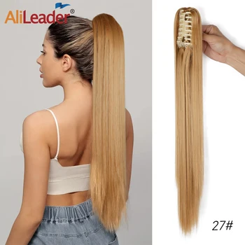 Синтетичен конска опашка коса нокът клип на конска опашка коса разширение за жени дълго вълнообразна коса конска опашка коса 22Inch топлоустойчиви