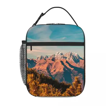 Слънчев есенен ден на планината Терсадия в италианските Алпи Обяд Tote обяд кутия аниме обяд чанта училище обяд чанта