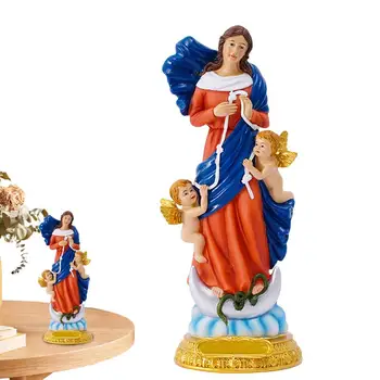 Смола Дева Мария статуя атмосферни Света Богородица статуя с пълноцветен дърворезба тема страна орнамент за нощно хранене маса