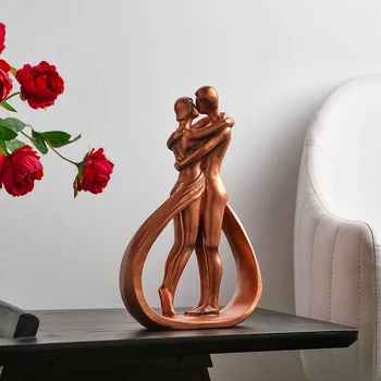 Смола прегръщане & целуване двойка скулптура орнаменти творчески декоративни дома изкуство занаяти модерен домашен офис декор сватбени подаръци