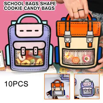 Творчески училищни чанти форма бисквитка бонбони пластмасови цип чанти подарък закуска опаковка торбичка за деца рожден ден дипломиране парти D I5P2