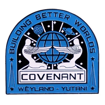 Терор филми Извънземни Weyland Yutani емайл щифтове Cocenant сграда по-добри светове метална брошка значка бижута аксесоар