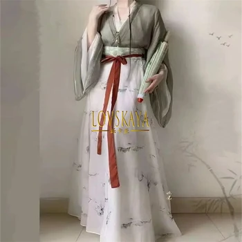 Традиционна елегантна флорална бродерия китайски стил ханфу рокля жени принцеса ориенталска фея косплей сцена танцова роба
