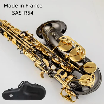 френски R54 Alto Eb Tune саксофон ново пристигане месинг черен никел злато повърхност лак музикален инструмент E-плосък саксофон