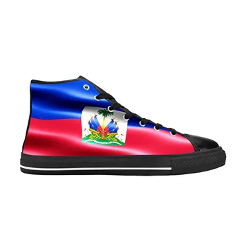 Хаити Хаити Знаме патриотичен гордост смешно мода случайни плат обувки високо отгоре удобни дишащи 3D печат мъже жени маратонки