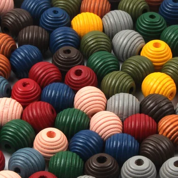 Цветни естествени дървени мъниста Конци Колиета 18mm кръгли топки Свободни мъниста за изработка на бижута DIY занаятчийски аксесоари