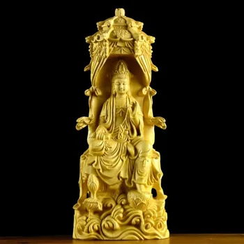 Чемшир дърворезба Водна вълна Пагода Гуанин Бодхисатва орнамент Статуите на Авалокитешвара са залегнали в домашната фигура на Буда