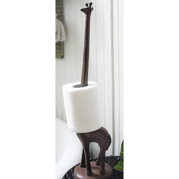 Чугунен държач за тоалетна тъкан, свободностоящ държач за хартиена кърпа за жираф, декоративна хартиена стойка за баня Лесна инсталация