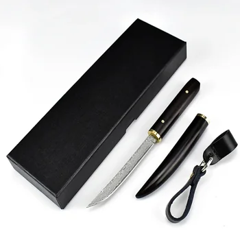 Японски колекционерски ловен нож 107 слой дамаск стоманено покритие ръчно изработени фиксирани ножове с абанос дръжка обвивка Подарък